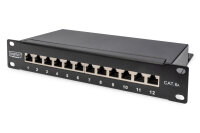 Digitus CAT 6A Patch Panel, geschirmt, 12-Port, 1HE,...