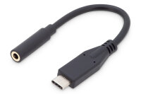 DIGITUS USB C Audio Adapterkabel Typ C -Klinke St/Bu 0,2m,sw