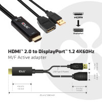 Club3D Adapter HDMI 2.0 > DP 1.2 4K60Hz HDR  aktiv...
