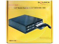 DELOCK Wechselrahmen 4x 2,5" SATA HDD in 5,25" Schacht