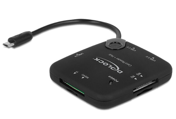 DELOCK Card Reader USB micro B -> 4in1 +3-Port Hub OTG extern