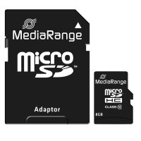 MediaRange SD MicroSD Card  8GB SD CL.10 inkl. Adapter