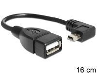 DELOCK USB Kabel A -> Mini-B Bu/St 0.16m 90° OTG sw