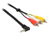 DELOCK Klinkekabel 3,5mm 90° -> 3x Cinch St/St 1.50m