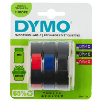 DYMO Prägeband 3er Packung   9mmx3.0m rot/blau/schw....