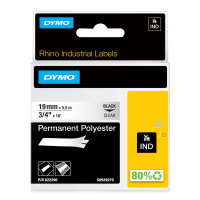 DYMO     Rhino Band Polyes. 19mmx5.5m schwarz->transp.