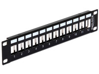 DELOCK Patchpanel 1HE 12 Keystone Ports Metall schwar