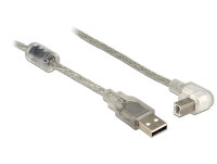 DELOCK USB Kabel A -> B 90° St/St 0.50m transparent
