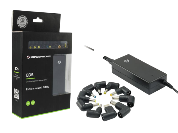 Conceptronic Universal Notebook Netzteil inkl. 12 Adapter 65 Watt 15-17V / 18-20V schwarz