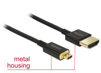 DELOCK HDMI-Kabel HighSpeed Ethernet A->MikroD 4K/3D 0,25