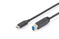 DIGITUS USB 3.0 Anschlusskabel Typ C -B  St/St     1.8m,  sw