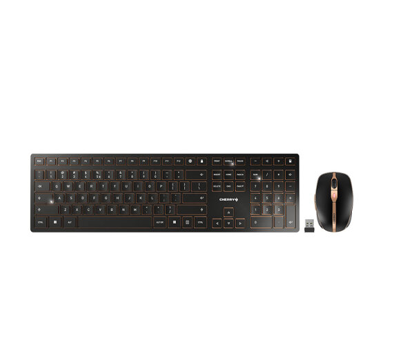 CHERRY DW 9000 SLIM Wireless Tastatur&Maus EU schwarz/bronze