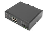 DIGITUS Switch Ind. 4-Port  Gigabit 30W PoE Unmanaged schwar