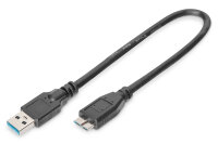 DIGITUS USB 3.0 Anschlusskabel Typ A -mikro B St/St 0.25m sw