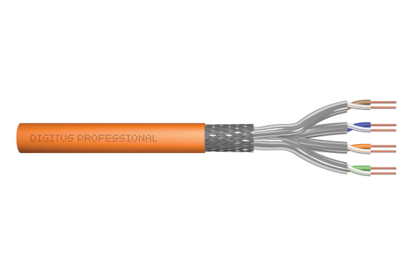DIGITUS CAT.7 S/FTP Verlegekabel, 100m, simplex,100m,orange