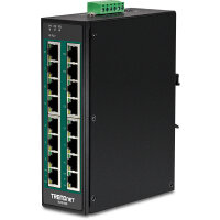 TRENDnet Industrie Switch 16 Port Gbit PoE+  DIN-Rail Metall