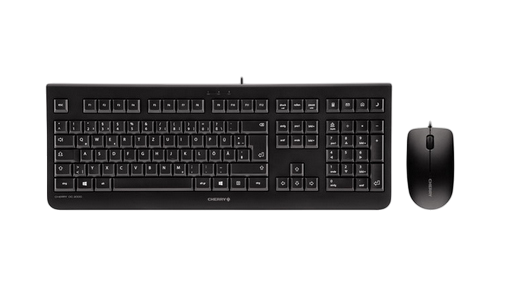 Cherry DC 2000 Corded Business Desktop Tastatur+optische 3 Tasten Maus USB schwarz