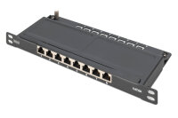 DIGITUS Cat.6A Slim Patch Panel, gesch.,8-Port, 0,5 HE, 10