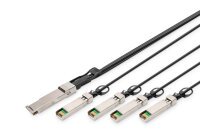 DIGITUS Kabel QSFP+ to 4XSFP+ 40G DAC  1.0m schwarz
