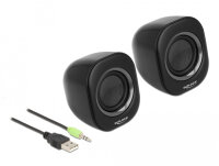 DELOCK Mini Stereo PC Lautsprecher 3,5mm Klinkenstecker USB
