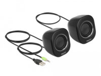 DELOCK Mini Stereo PC Lautsprecher 3,5mm Klinkenstecker USB