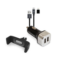 RealPower KFZ-Ladegerät Set + Kabel + Halterung...