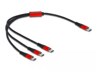 DELOCK Ladekabel 3 in 1 USB-C zu 3 x USB-C 30cm schwarz/rot