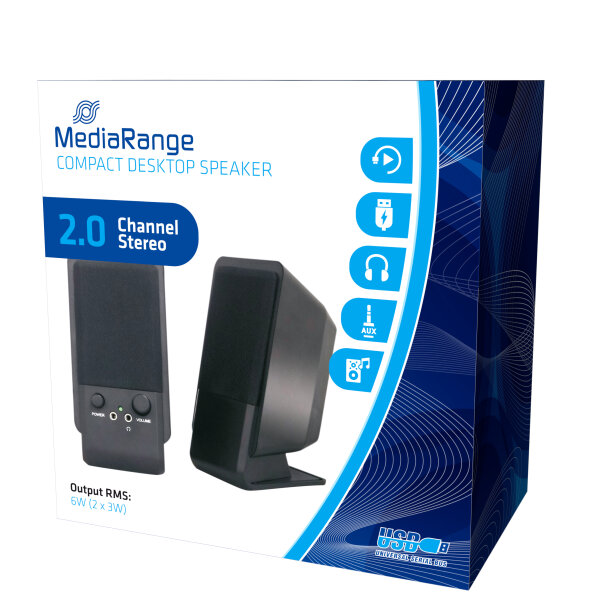MediaRange Aktivbox Compact Desktop Speaker USB 2.0 black