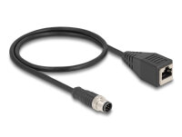 DELOCK M12 Kabel A-kodiert 8 Pin St. zu RJ45 Bu. PVC 0,5 m