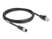 DELOCK M12 Kabel A-kodiert 8 Pin St. zu RJ45 St. PVC 2 m