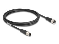 DELOCK M12 Kabel D-kodiert 4 Pin Stecker zu Buchse PVC 2 m