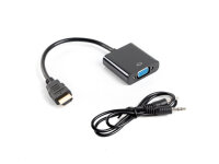 LANBERG HDMI-A(M)->VGA(F)+MINIJACK 3,5mm(F) Kabel 0,2m sw