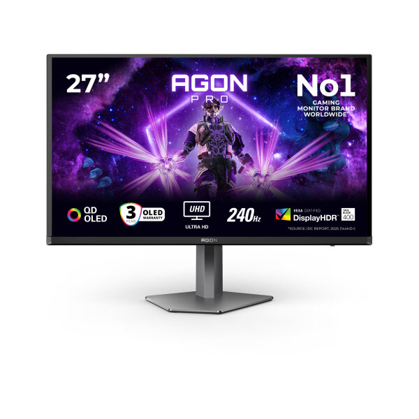 67.8cm (26.7") AOC Agon Pro AG276UZD OLED 4K UHD Gaming Monitor 240Hz PiP