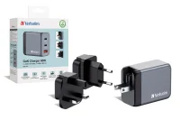 Verbatim GNC-64 GaN Charger 65W 2xUSB-C PD, 1xUSB-A QC...