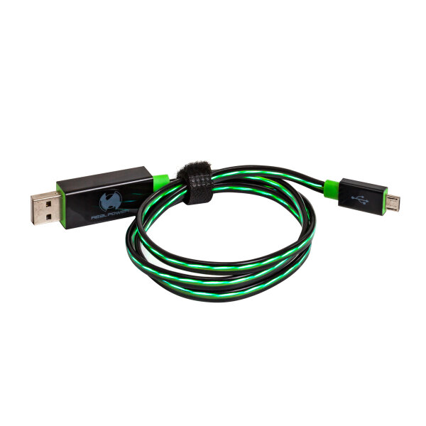 RealPower Datenkabel LED grün       micro-USB auf USB