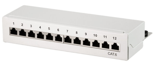 Logilink Patchpanel Tisch/Wand Cat.6 STP 12 Ports,lichtgrau