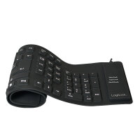 Logilink Tastatur USB / PS/2 Flexibel Wasserfest schwarz
