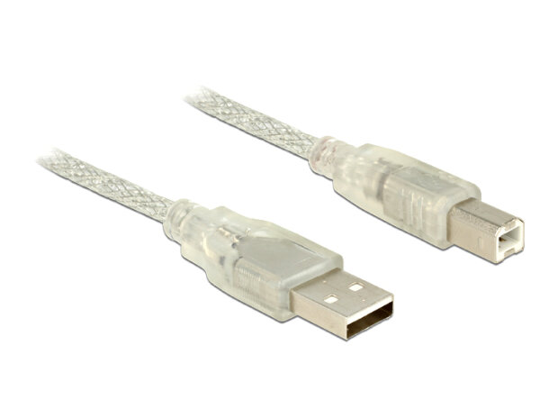 DELOCK USB Kabel A -> B St/St 5.00m transparent