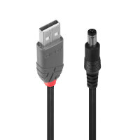 LINDY USB Typ A - DC 5.5/2.1mm Adapterkabel Hohlstecker 1.5m