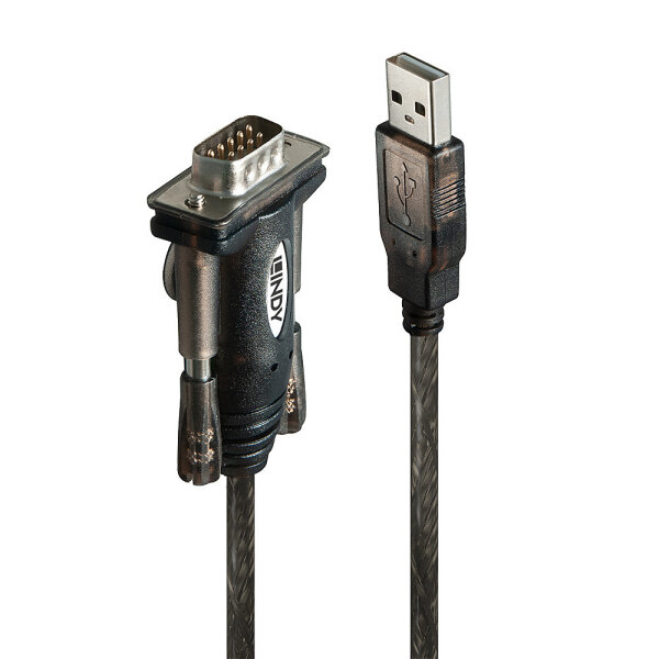 Lindy 42855 Serien-Kabel Grau, Transparent 1,5 m USB Typ-A RS-232
