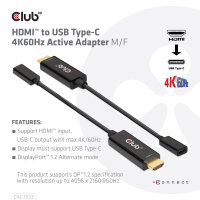 Club3D Adapter HDMI 2.0 > USB-C  4K60Hz      aktiv...