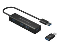 CONCEPTRONIC 4-Port Hub USB-A3.0/-C Adap.->4xA3.0...