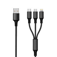 2GO 3in1 USB Ladekabel Micro-USB,Apple,TypeC Nylon 1,5m  sw