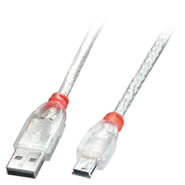 Lindy 41780 USB Kabel USB 2.0 0,2 m USB A Mini-USB B Transparent