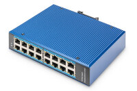 DIGITUS Switch Ind. 16-Port Gigabit         Unmanaged blau