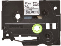 Schriftbandkassette Brother 12mm silber matt./sw TZEM-931