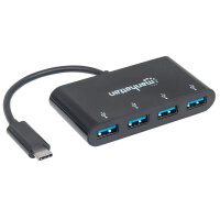 Manhattan USB-C 3.1 Gen 1 Typ C-Hub, 4 USB Typ A-Ports,...