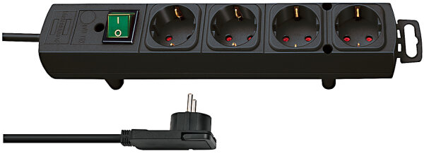 Brennenstuhl Comfort-Line Plus mit Schalter 4-fach Schuko mit Flachstecker Schalter schwarz