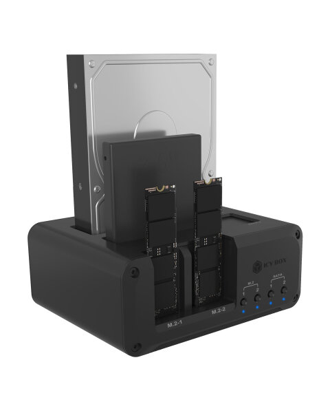 Icy Box Klonstation 4-Bay für 2x M.2 NVMe und 2.5"/3.5" HDD/SSD schwarz