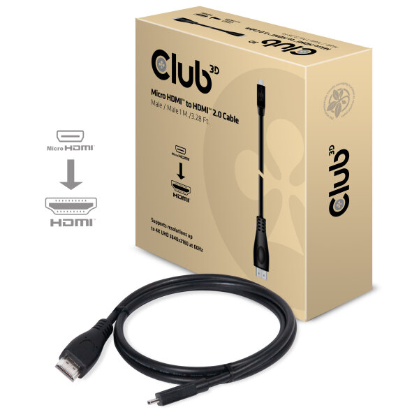 Club3D Kabel   MicroHDMI > HDMI 2.0 1m 4K@60Hz      St/St retail